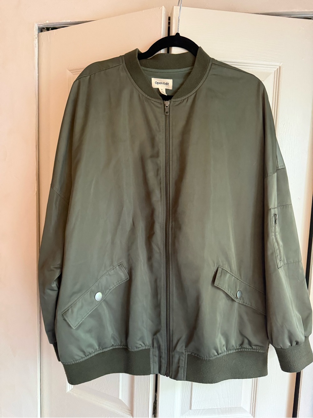 Open Edit Men's Olive Bomber Jacket